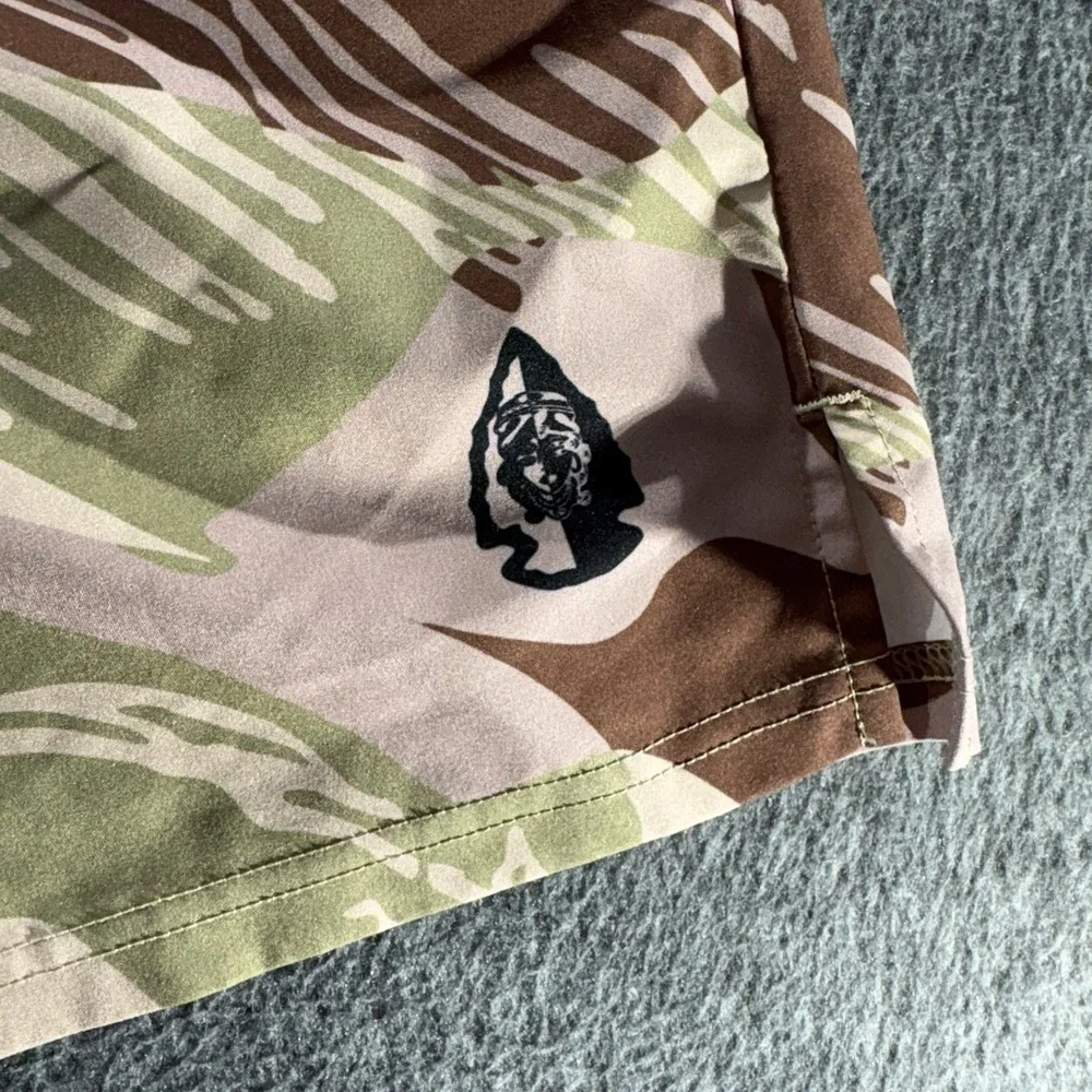 TacHuntFish Shorts Mens XXL Brown Camo Rhodesian Brushstroke Tactical Training